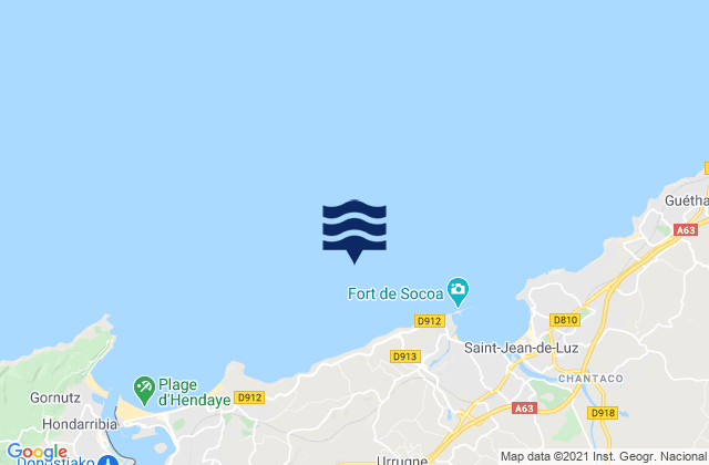 Mappa delle maree di Belharra Perdun, Spain