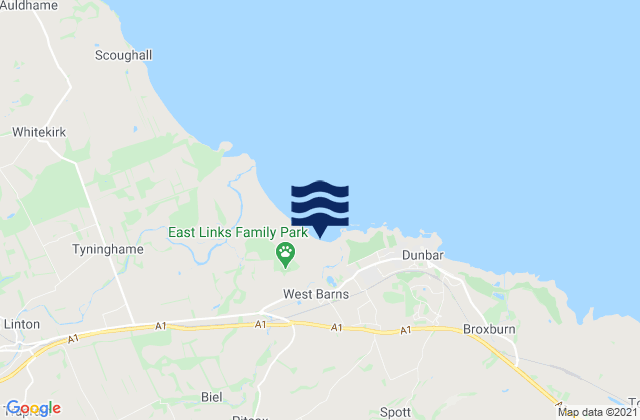 Mappa delle maree di Belhaven Bay Beach, United Kingdom