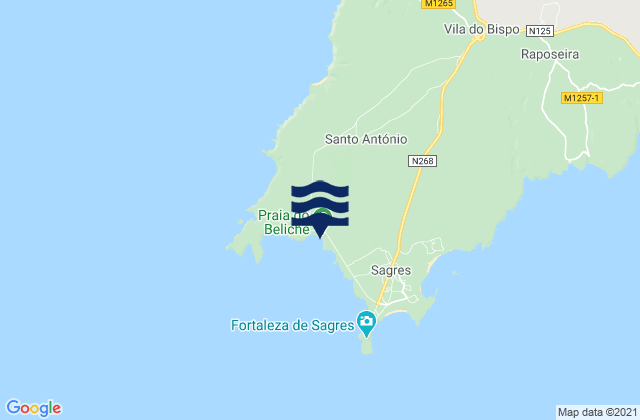Mappa delle maree di Beliche, Portugal