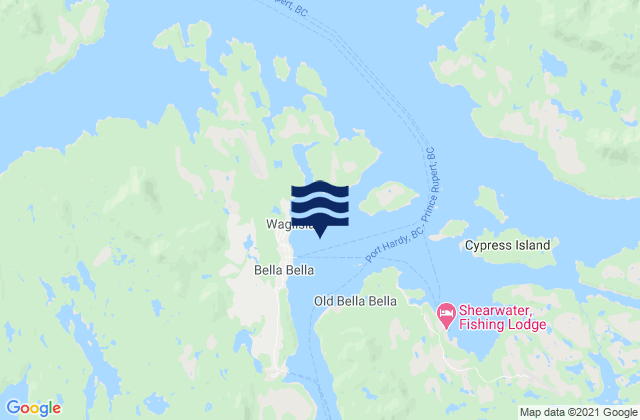 Mappa delle maree di Bella Bella, Canada