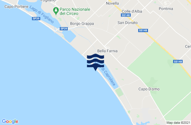 Mappa delle maree di Bella Farnia, Italy