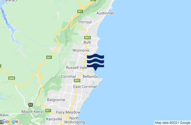 Mappa delle maree di Bellambi Beach, Australia