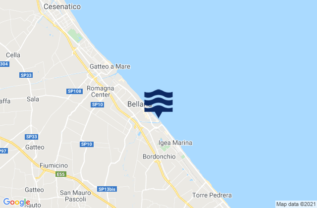Mappa delle maree di Bellaria-Igea Marina, Italy