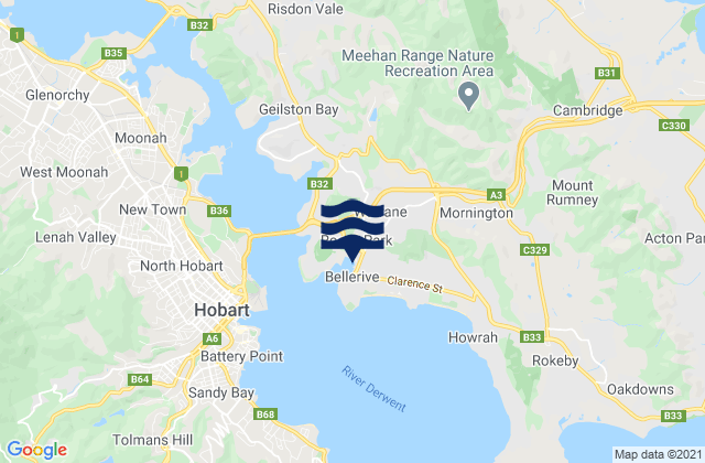 Mappa delle maree di Bellerive Beach, Australia