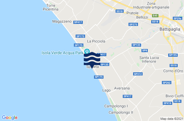 Mappa delle maree di Bellizzi, Italy