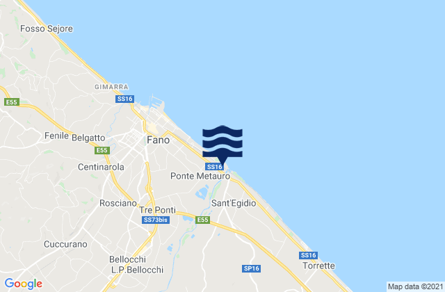 Mappa delle maree di Bellocchi, Italy