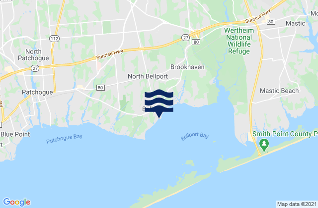 Mappa delle maree di Bellport, United States