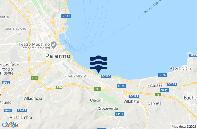 Mappa delle maree di Belmonte Mezzagno, Italy