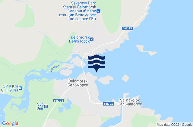 Mappa delle maree di Belomorsk, Russia