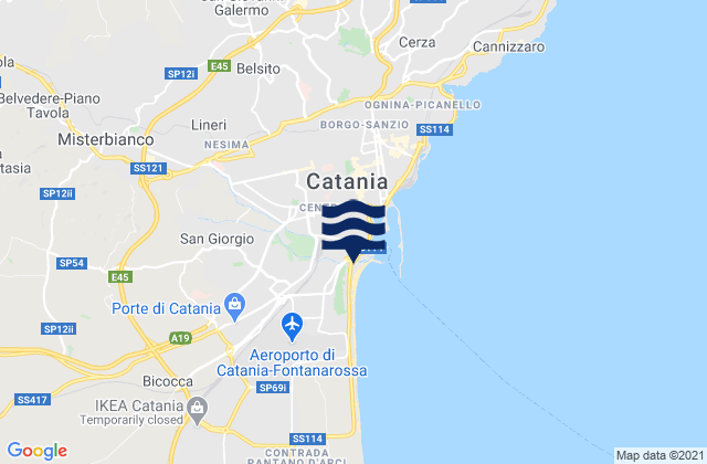 Mappa delle maree di Belvedere-Piano Tavola, Italy