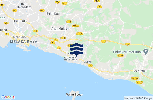 Mappa delle maree di Bemban, Malaysia