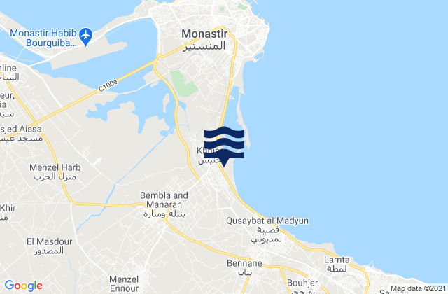 Mappa delle maree di Bembla, Tunisia