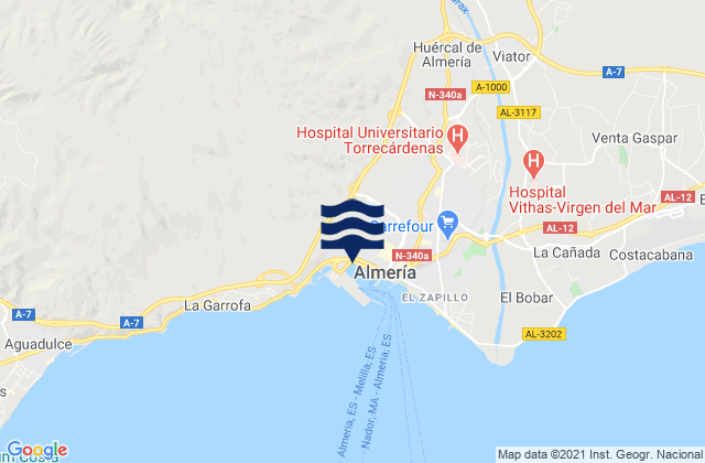 Mappa delle maree di Benahadux, Spain