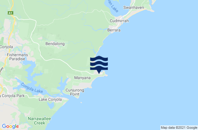 Mappa delle maree di Bendalong Beach, Australia