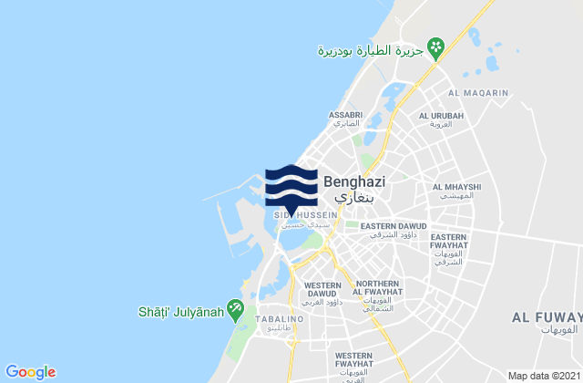 Mappa delle maree di Benghazi, Libya