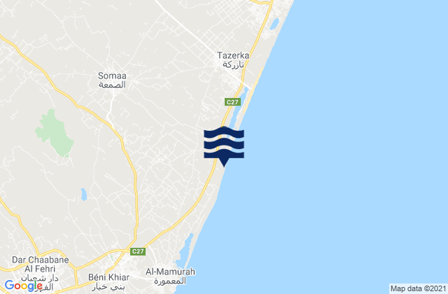 Mappa delle maree di Beni Khiar, Tunisia