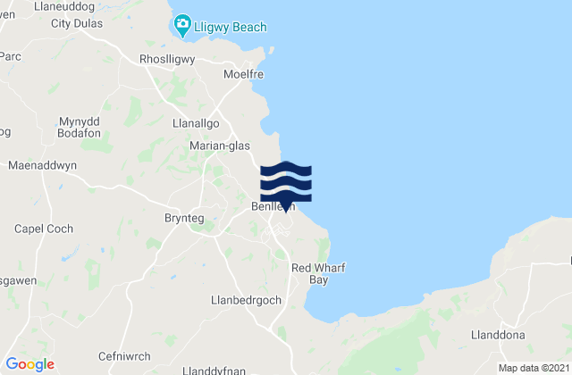 Mappa delle maree di Benllech, United Kingdom