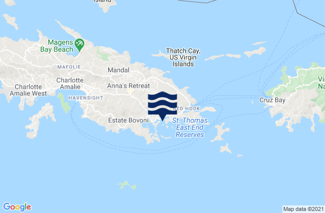 Mappa delle maree di Benner Bay, Saint Thomas, U.S. Virgin Islands