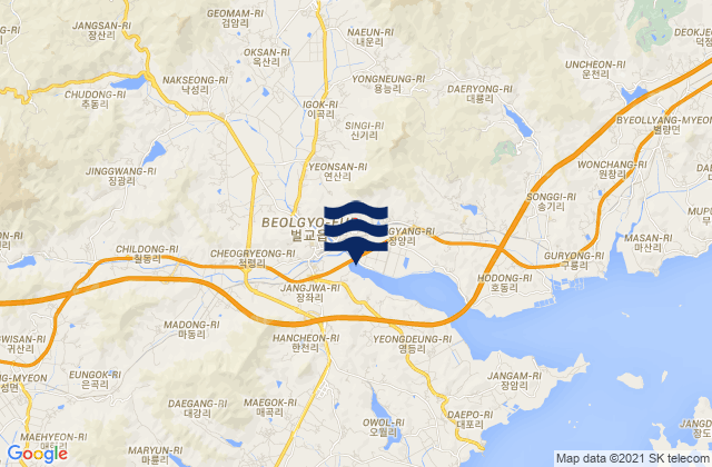 Mappa delle maree di Beolgyo, South Korea