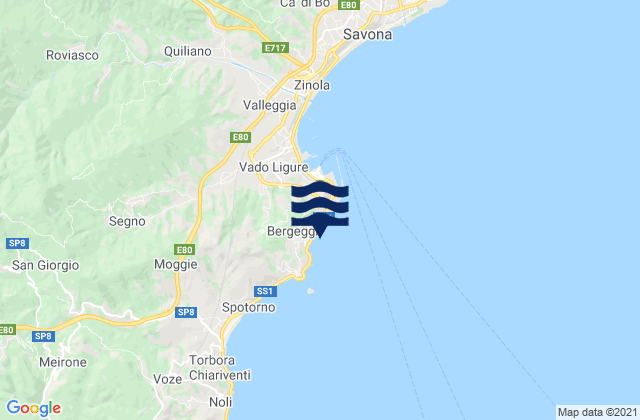 Mappa delle maree di Bergeggi, Italy