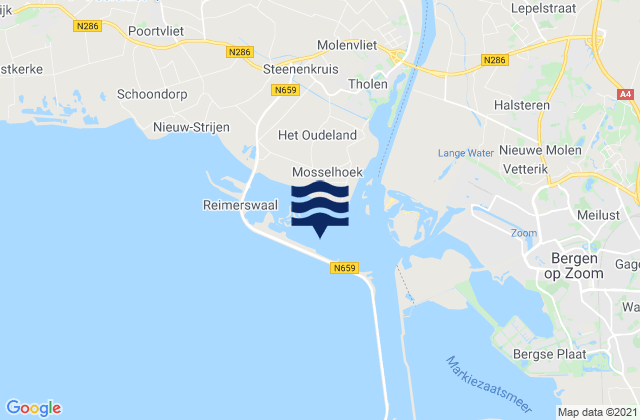Mappa delle maree di Bergsche Diepsluis west, Netherlands