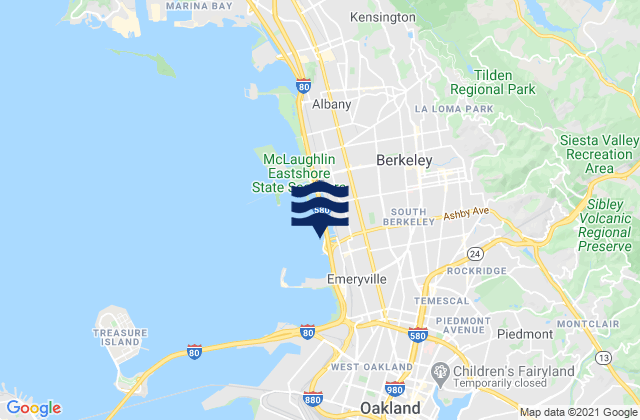 Mappa delle maree di Berkeley Yacht Harbor .9 mi S, United States