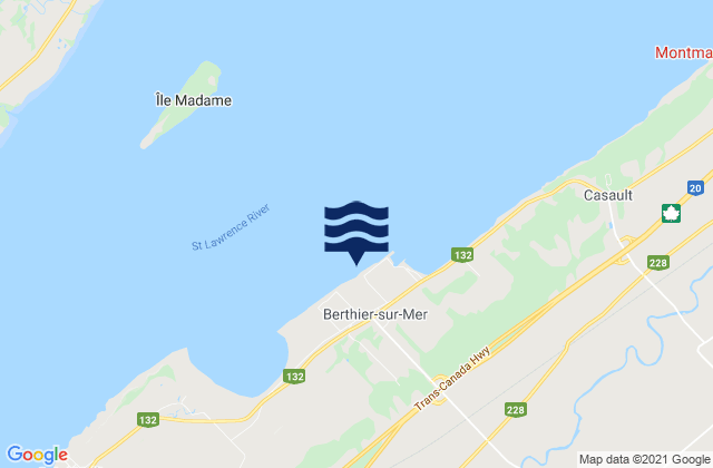Mappa delle maree di Berthier, Canada