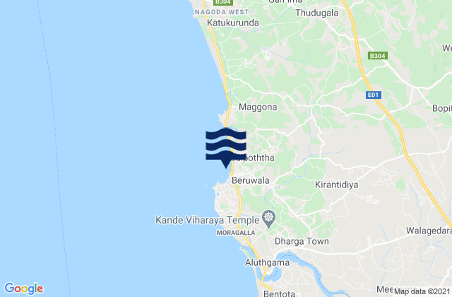 Mappa delle maree di Beruwala, Sri Lanka