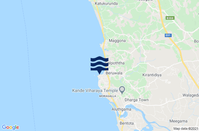 Mappa delle maree di Beruwala Point, Sri Lanka