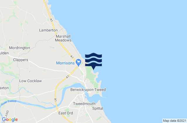 Mappa delle maree di Berwick-Upon-Tweed, United Kingdom