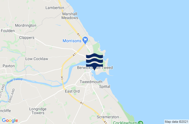 Mappa delle maree di Berwick-Upon-Tweed, United Kingdom