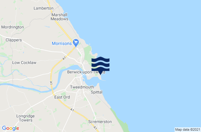Mappa delle maree di Berwick Beach, United Kingdom