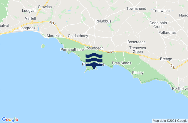 Mappa delle maree di Bessys Cove (Prussia Cove) Beach, United Kingdom