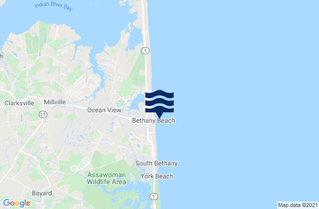 Mappa delle maree di Bethany Beach, United States