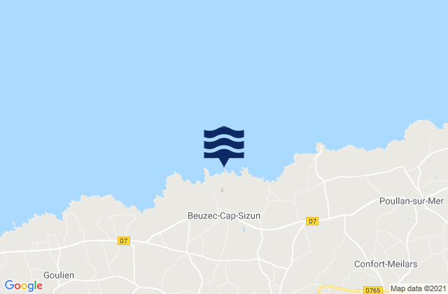 Mappa delle maree di Beuzec-Cap-Sizun, France