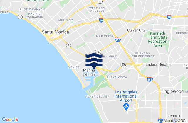 Mappa delle maree di Beverly Hills, United States