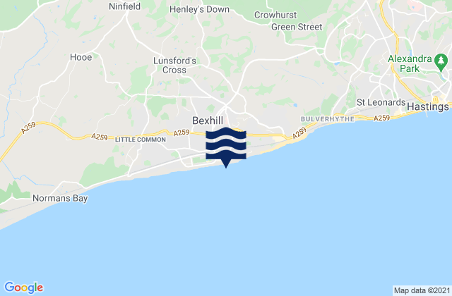 Mappa delle maree di Bexhill-on-Sea, United Kingdom