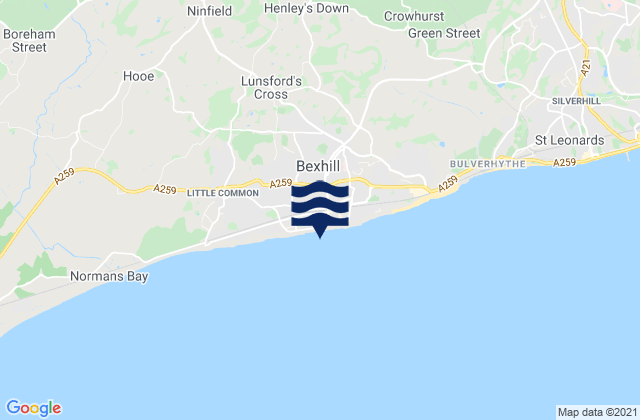 Mappa delle maree di Bexhill Beach, United Kingdom