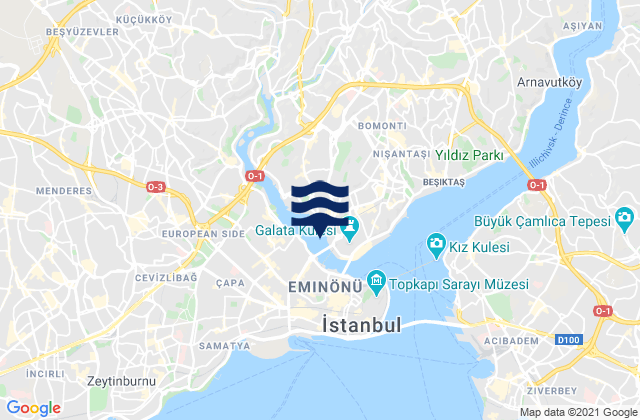 Mappa delle maree di Beyoğlu, Turkey