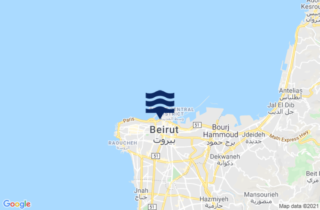 Mappa delle maree di Beyrouth, Lebanon
