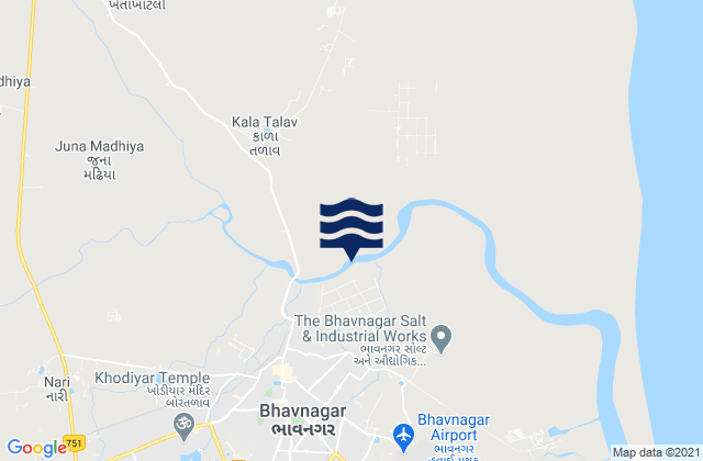 Mappa delle maree di Bhavnagar, India