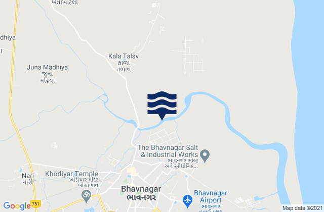 Mappa delle maree di Bhāvnagar, India