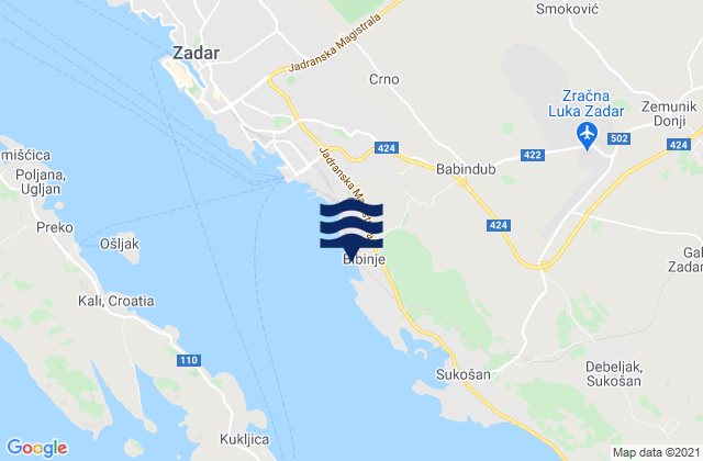 Mappa delle maree di Bibinje, Croatia
