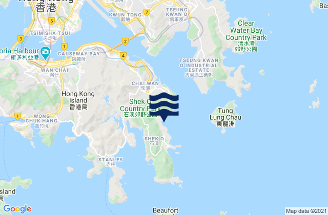 Mappa delle maree di Big Wave Bay, Hong Kong