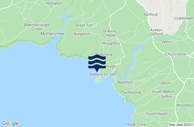 Mappa delle maree di Bigbury Bay, United Kingdom