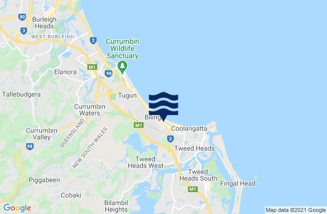 Mappa delle maree di Bilambil Heights, Australia