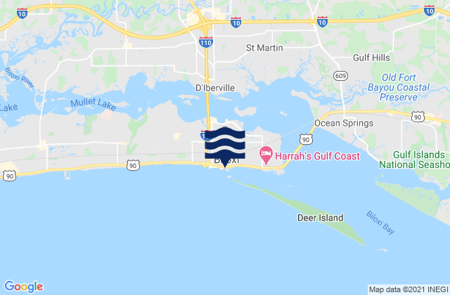 Mappa delle maree di Biloxi, United States