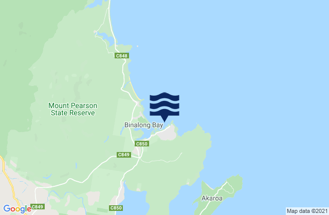 Mappa delle maree di Binalong Bay, Australia