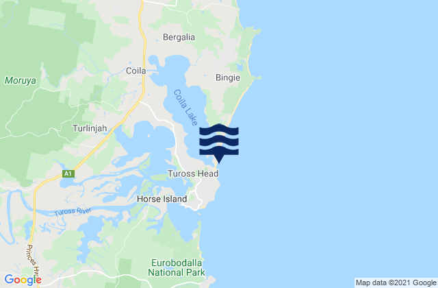 Mappa delle maree di Bingie Beach, Australia