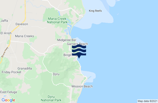 Mappa delle maree di Bingil Bay, Australia